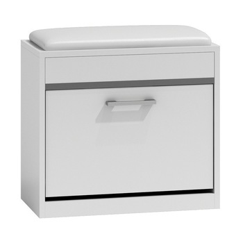 Dulap pantofi Drohmo Milano, taburet, pernita, 60x30x53, alb Dulap pantofi Drohmo Milano, taburet, pernita, 60x30x53, alb