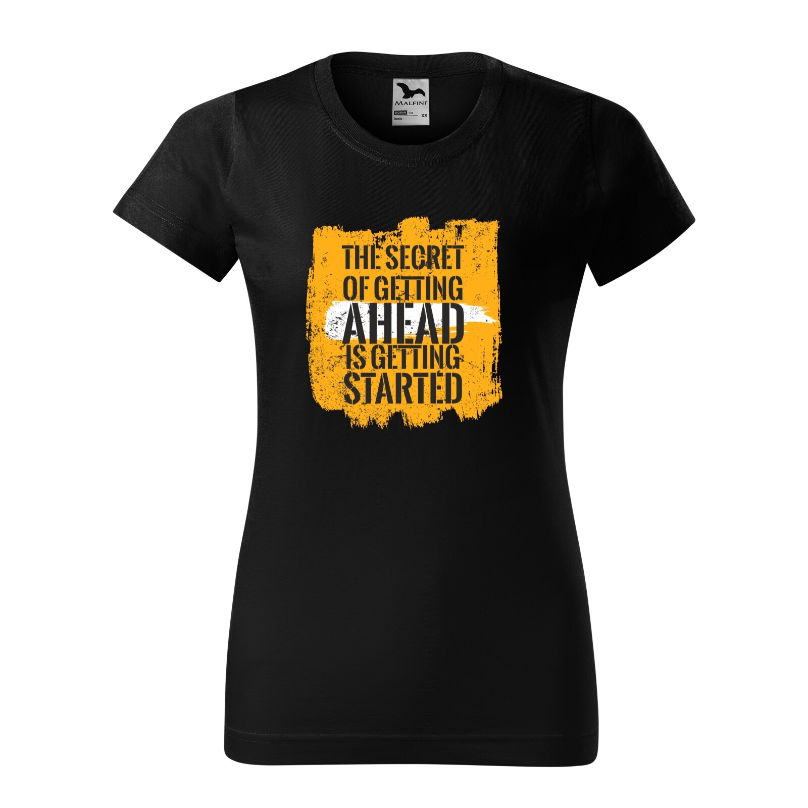 Tricou clasic, la baza gatului, negru, pentru dama, idee de cadou pentru pasionatii de fitness/sala de forta, The Secret of Getting Ahead, marime 2XL