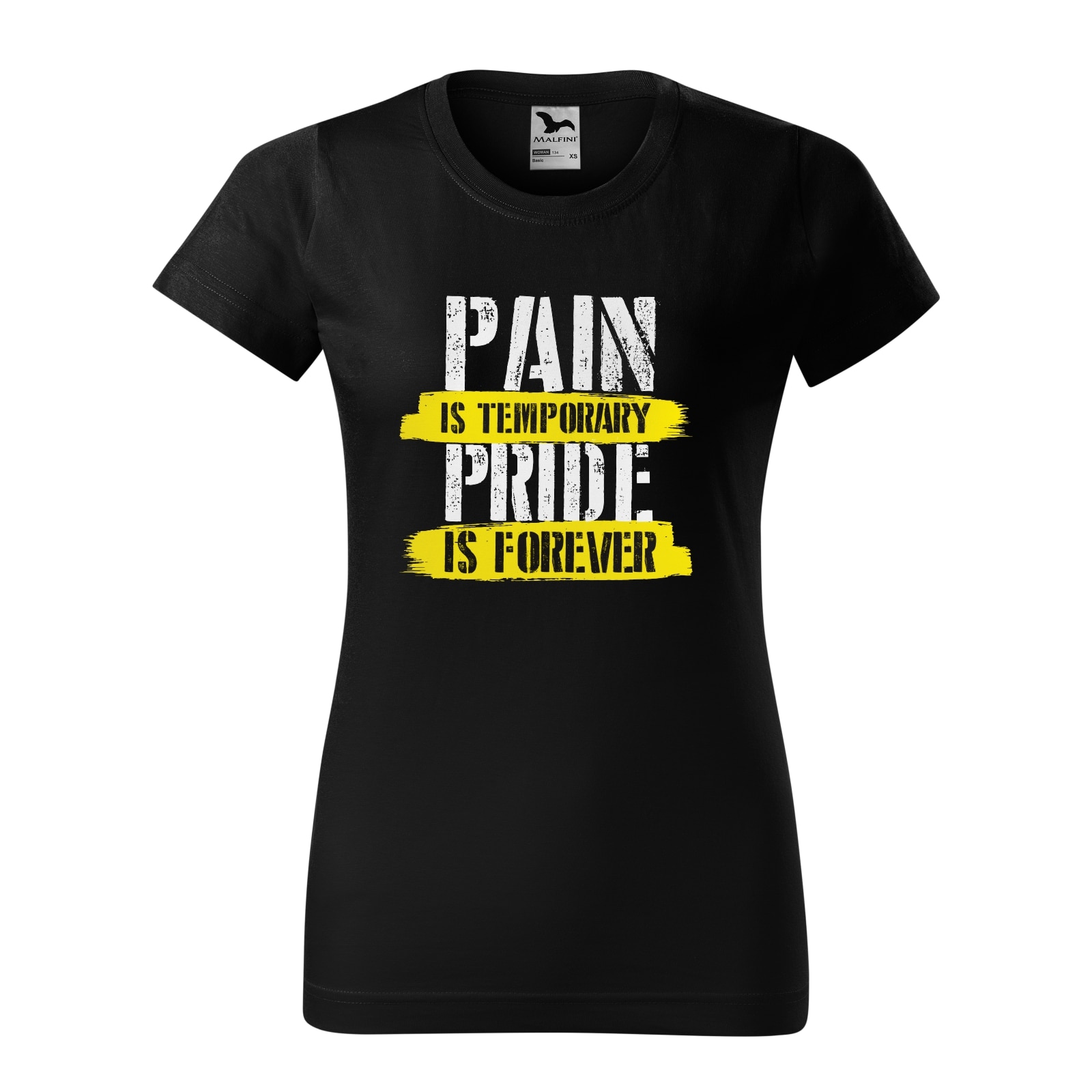 Tricou clasic, la baza gatului, negru, pentru dama, idee de cadou pentru pasionatii de fitness/sala de forta, Pain is Temporary, marime 2XL