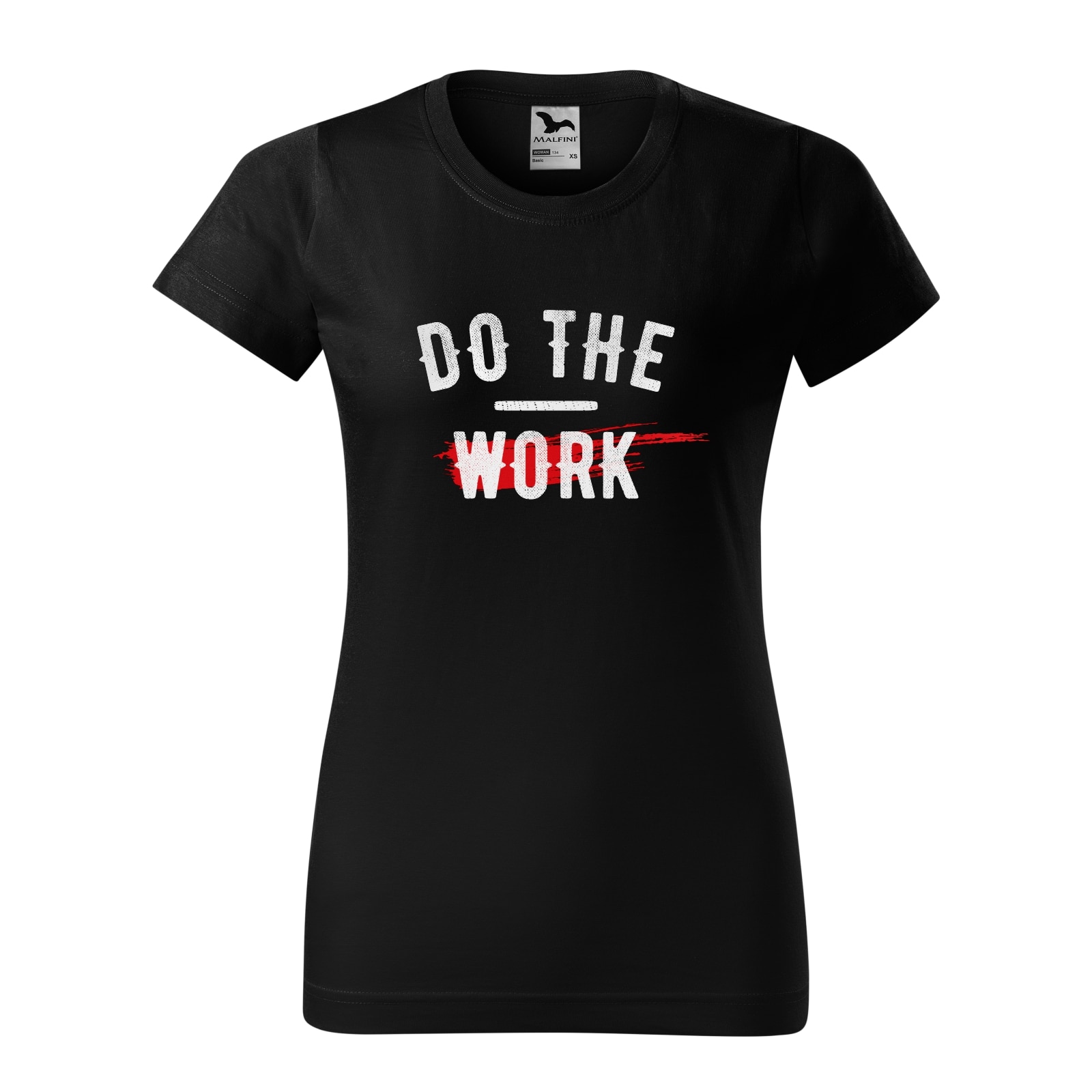 Tricou clasic, la baza gatului, negru, pentru dama, idee de cadou pentru pasionatii de fitness/sala de forta, Do The Work, marime S