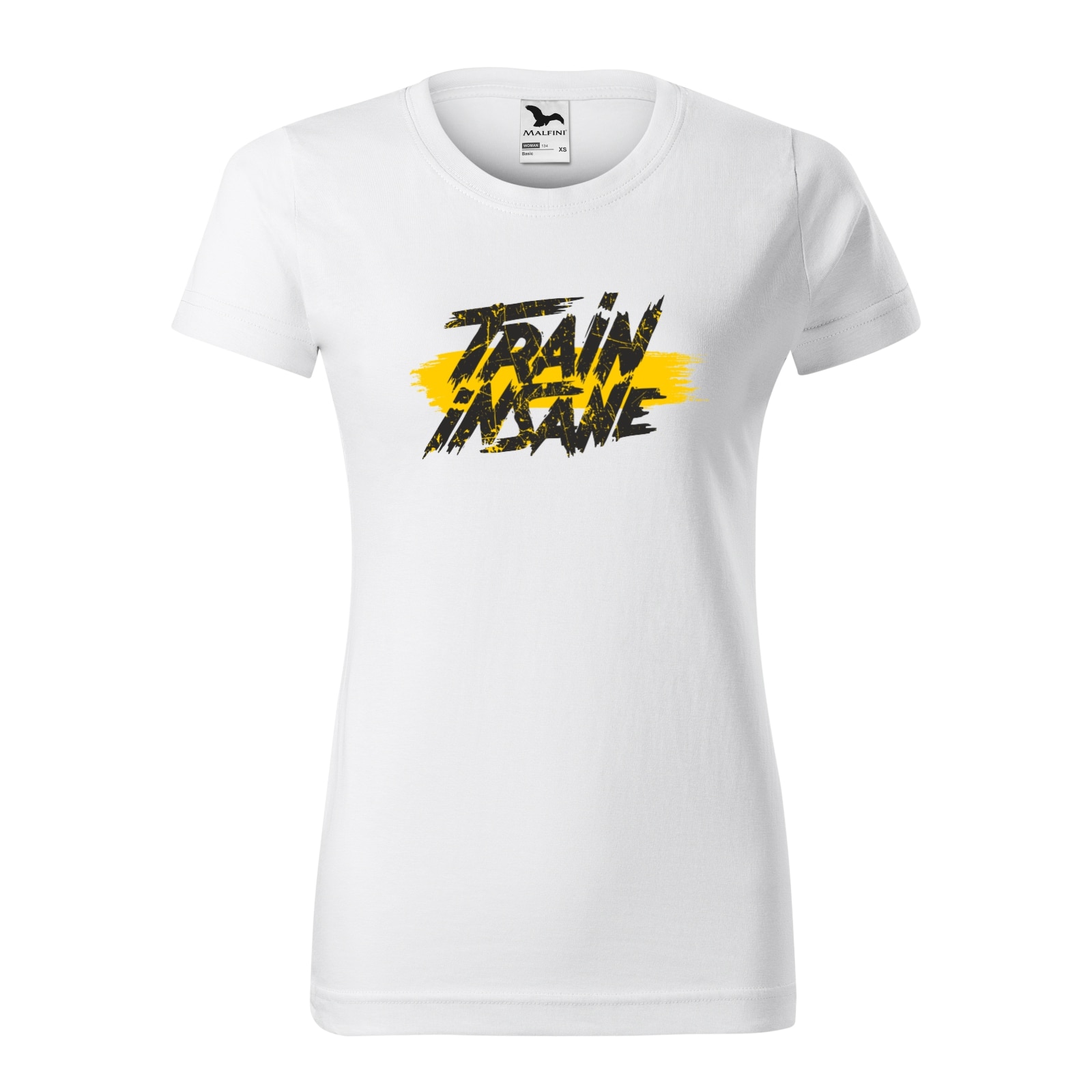 Tricou clasic, la baza gatului, alb, pentru dama, idee de cadou pentru pasionatii de fitness/sala de forta, Train Insane, marime 2XL