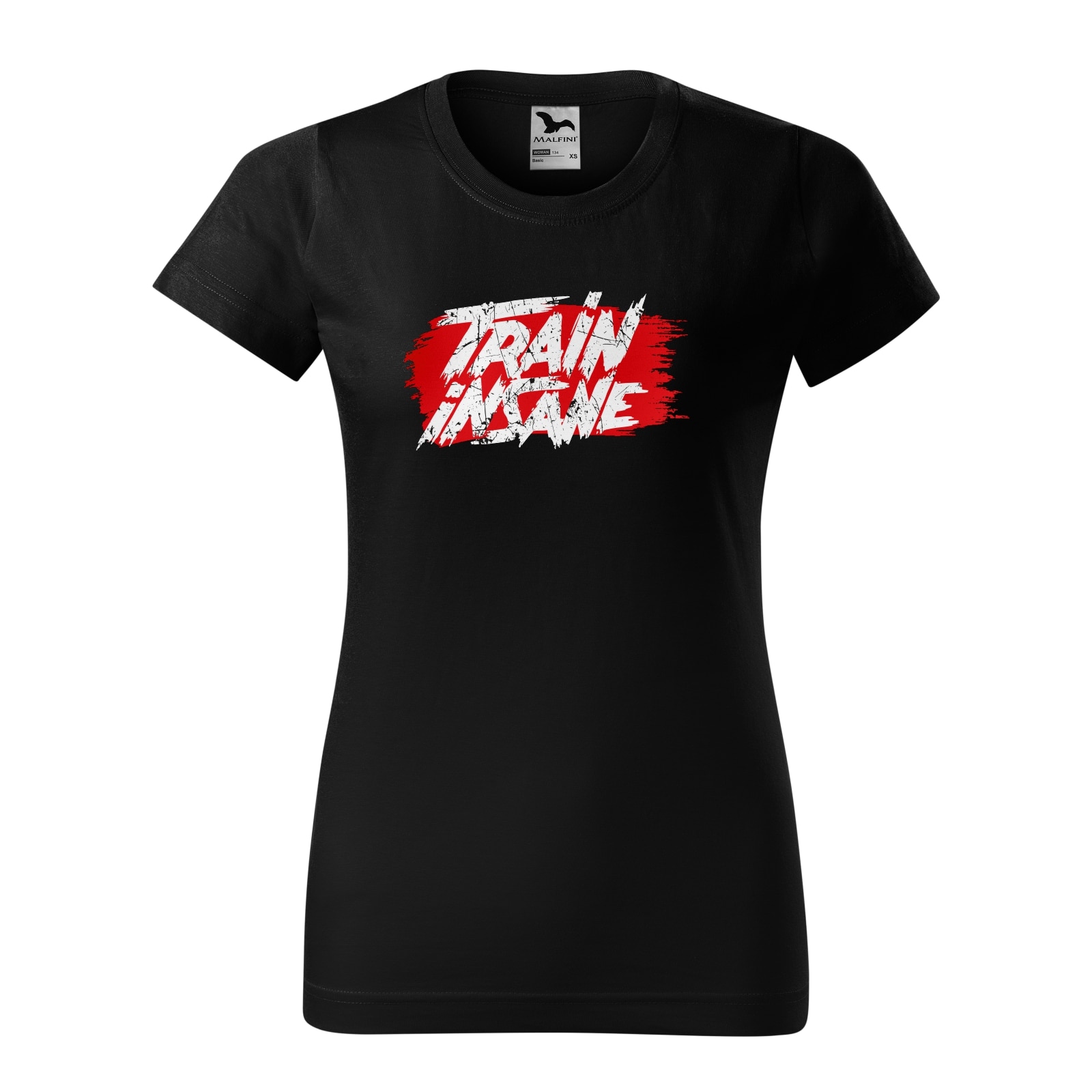 Tricou clasic, la baza gatului, negru, pentru dama, idee de cadou pentru pasionatii de fitness/sala de forta, Train Insane, marime S