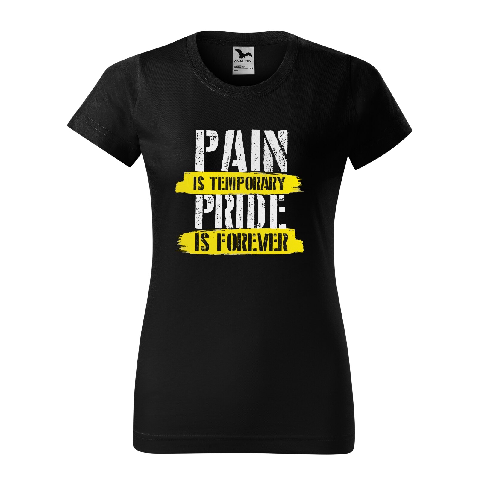 Tricou clasic, la baza gatului, negru, pentru dama, idee de cadou pentru pasionatii de fitness/sala de forta, Pain is Temporary, marime L