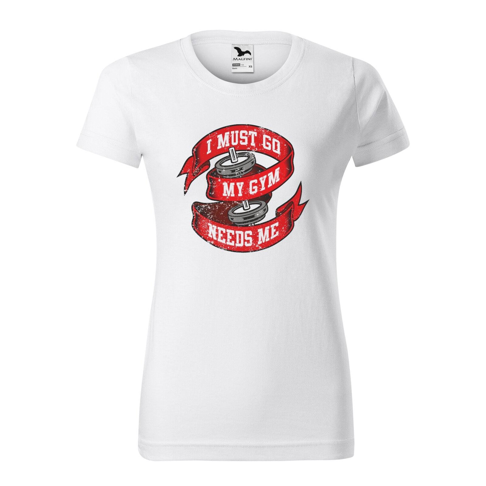 Tricou clasic, la baza gatului, alb, pentru dama, idee de cadou pentru pasionatii de fitness/sala de forta, I Must go my Gym Needs Me, marime 2XL