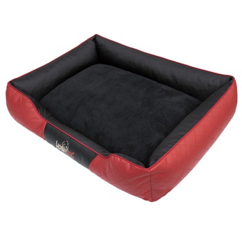 Culcus pentru animale de companie, HobbyDog Imperial Exclusive, Rosu piele ecologica, Negru blana, Marimea 4 - 114x84x25 cm Culcus pentru animale de companie, HobbyDog Imperial Exclusive, Rosu piele ecologica, Negru blana, Marimea 4 - 114x84x25 cm