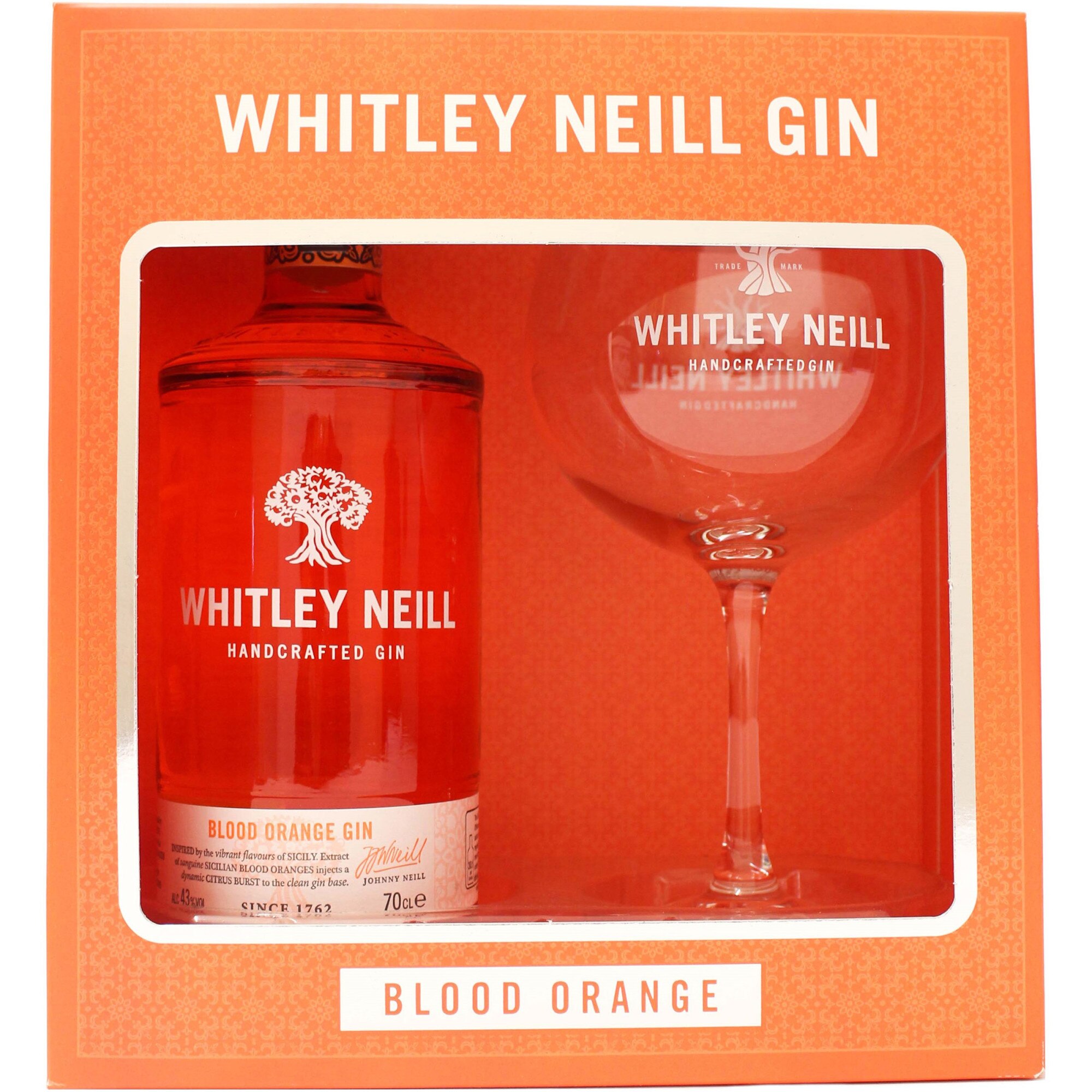 Pachet Gin Whitley Neill Blood Orange, 0.7l + Copa Glass