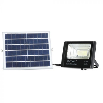 Proiector LED cu panou solar V-TAC 94008, telecomanda inclusa, 16W, 1050 lm, lumina alba rece (6000K), acumulator Ni-Cd 3.2V 10000 mAh, IP65, Aluminiu, Negru Proiector LED cu panou solar V-TAC 94008, telecomanda inclusa, 16W, 1050 lm, lumina alba rece (6000K), acumulator Ni-Cd 3.2V 10000 mAh, IP65, Aluminiu, Negru
