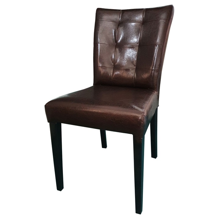 Scaun comod Loris I, inlocuitor piele wenge, picior negru, 46 X 53 X 90 cm