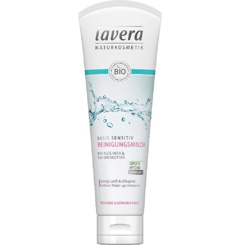 Lapte demachiant pentru ten sensibil si uscat cu shea si aloe Basis Sensitiv 125 ml Lavera