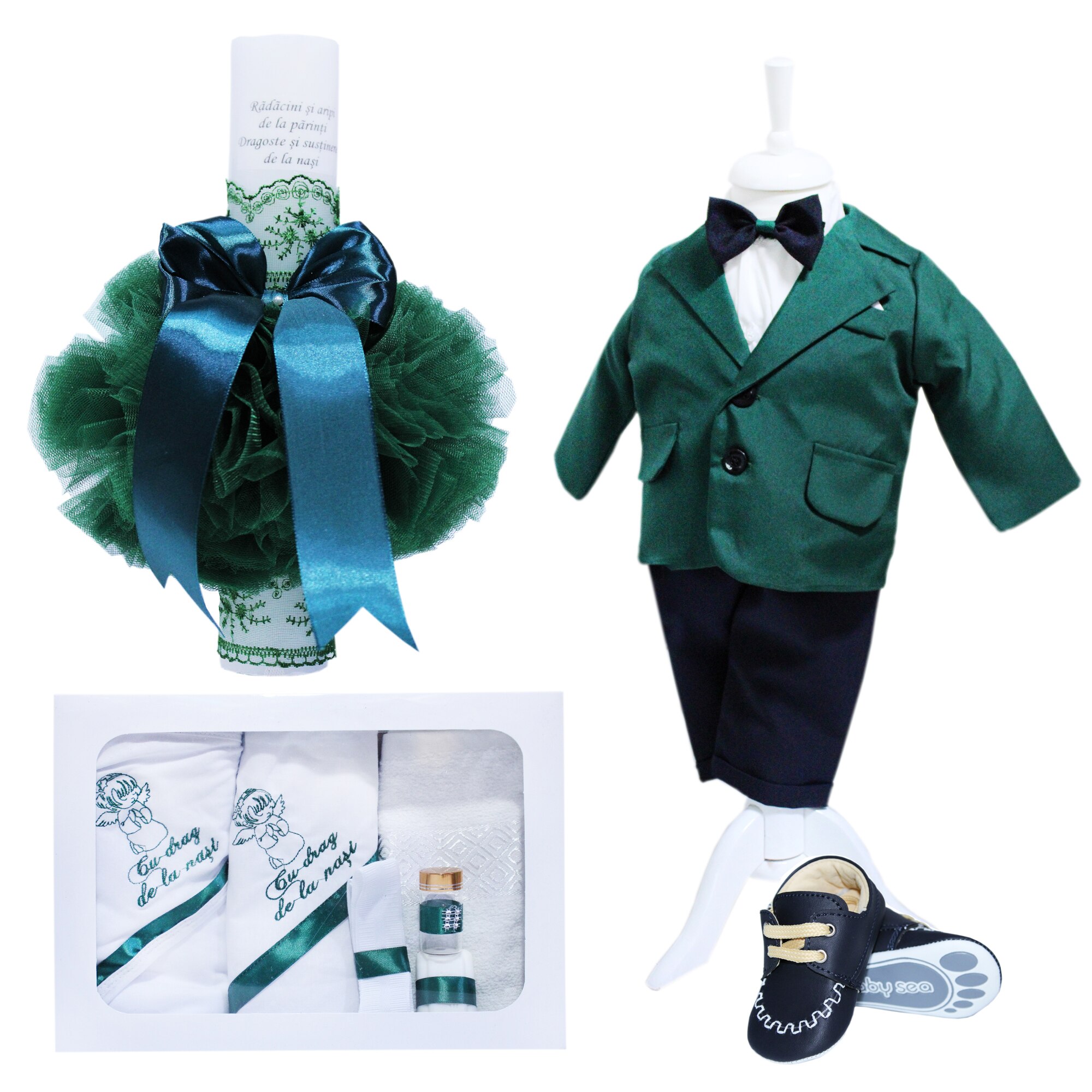 Set complet pentru botez, lumanare 