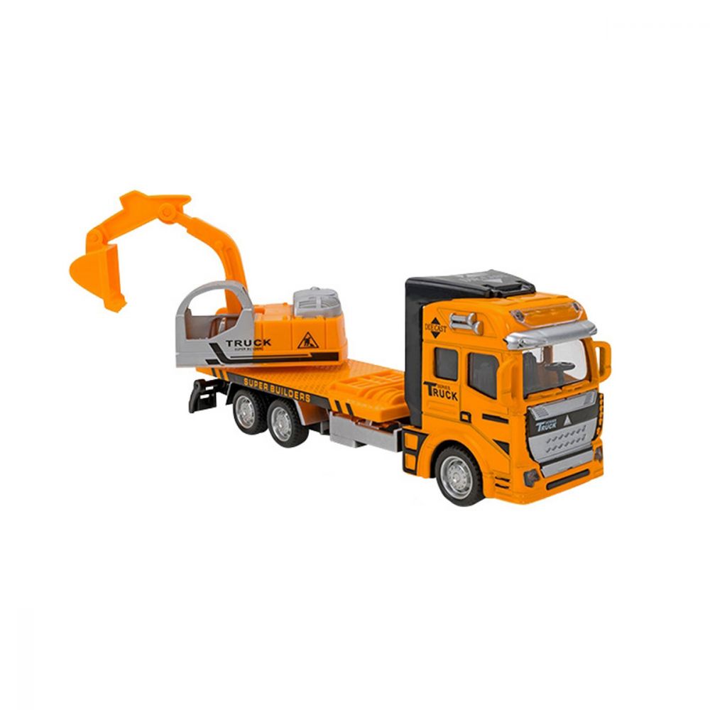 Camion cu excavator, 41 x 23 cm, portocaliu