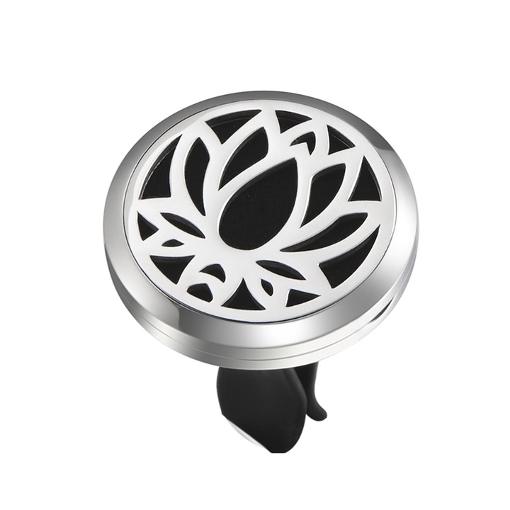Difuzor auto aromaterapie cu uleiuri esentiale DROPY®, improspatare aer, model floare de lotus