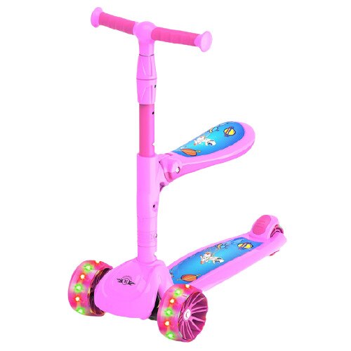 Trotineta pentru copii cu roti luminoase silicon, Pink