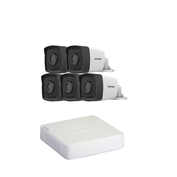 Kit supraveghere complet Hikvision Turbo HD 1080P Lite cu 4 camere IR 20m, lentila 2.8mm, 1TB