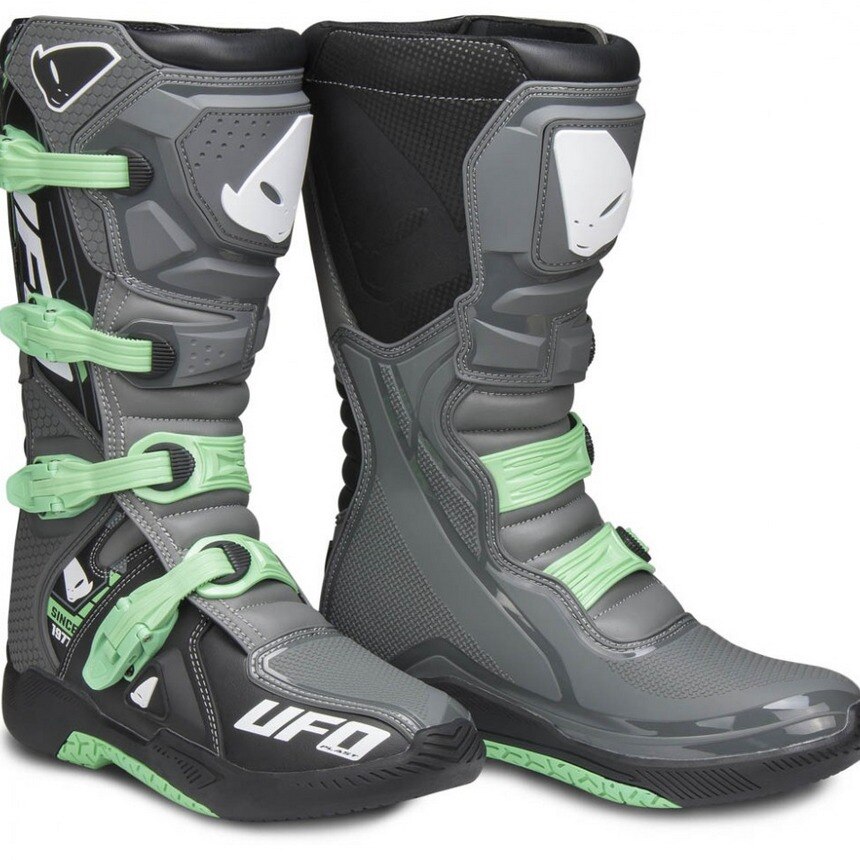 Cizme motocross Ufo Plast ELEKTRON , culoare gri/verde , marime 43