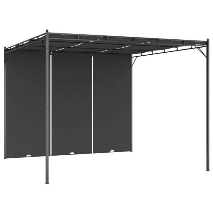 Pavilion de gradina, cu perdea laterala, vidaXL, Tesatura, 3 x 3 x 2.25 m, Antracit