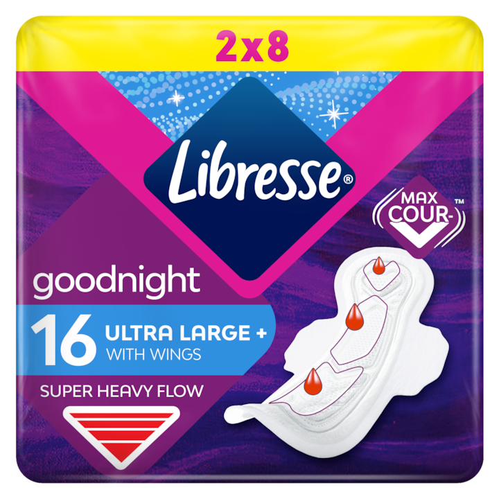 Libresse Ultra Large Goodnight szárnyas egészségügyi betét, éjszakai használatra 2 x 8 db