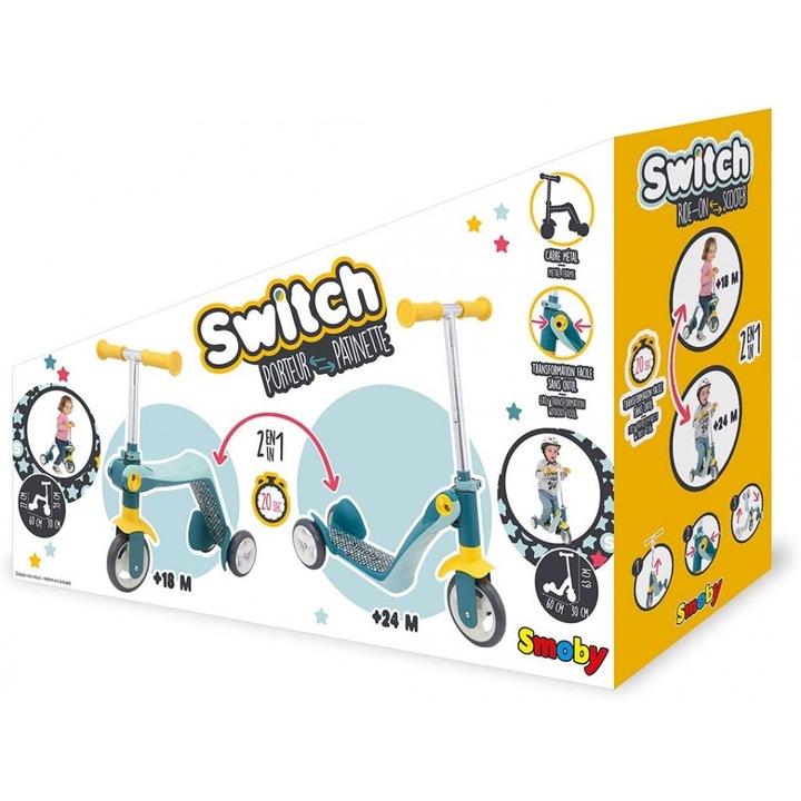 Smoby - Hulajnoga Jeździk 2w1 metalowa 3 koła 750612