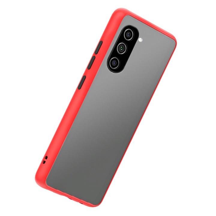 Prémium Techsuit Ultra Slim Optim Design tok, amely kompatibilis a Samsung Galaxy S21 Plus 5G, piros telefonnal
