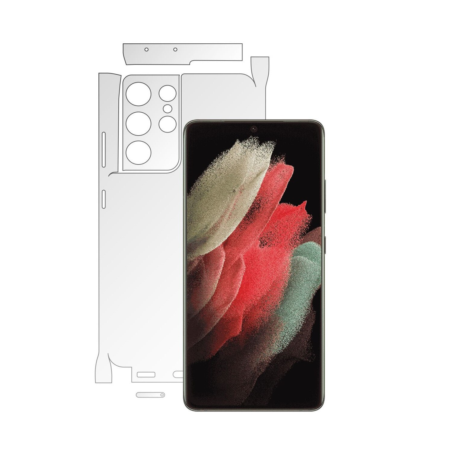 Folie Protectie Spate Invisible Skinz UHD AutoRegeneranta pentru Samsung Galaxy S21 Ultra - Siliconica Ultra-Clear cu taiere 360 Cut pentru Carcasa Spate si Laterale, Skin Adeziv Transparent