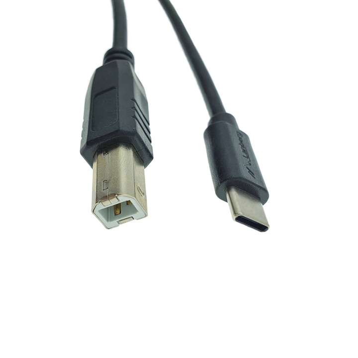 Lanberg Nyomtató kábel, USB C és USB B 2.0, 3 m, fekete