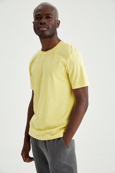 defacto tricou din bumbac cu decolteu la baza gatului galben pai imagen 41_0_
0