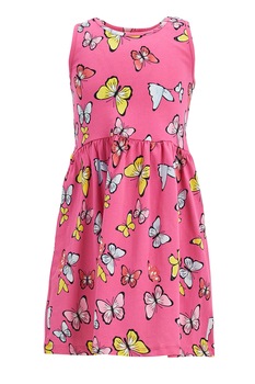 DeFacto, Rochie evazata din jerseu, Roz/galben pai/albastru pastel DeFacto, Rochie evazata din jerseu, Roz/galben pai/albastru pastel