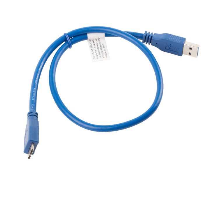 Lanberg 41384 USB 3.0 dugó - Micro USB 3.0 dugó B kábel, 5 Gb / s, 0,5 m hosszú, kék