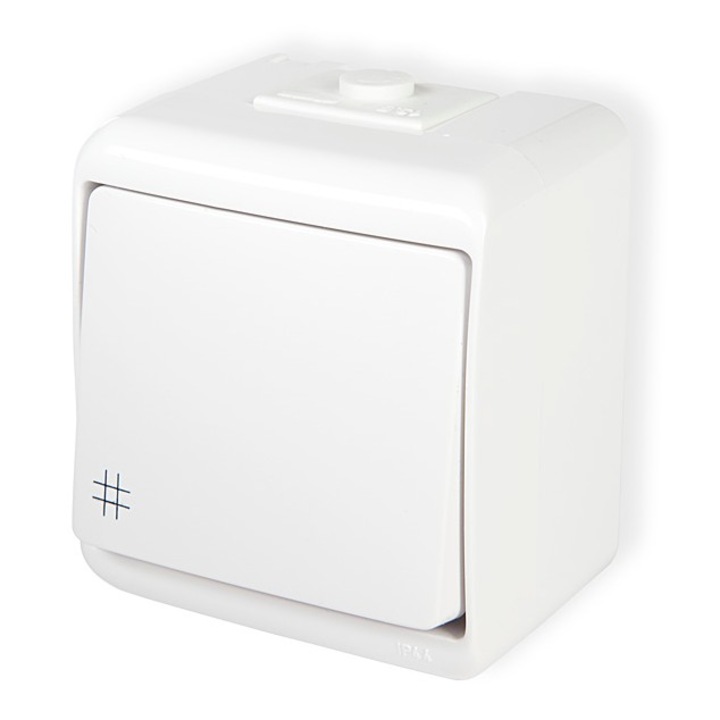 JUNIOR Intrerupator scara cruce IP 44, PT, alb, aplicat