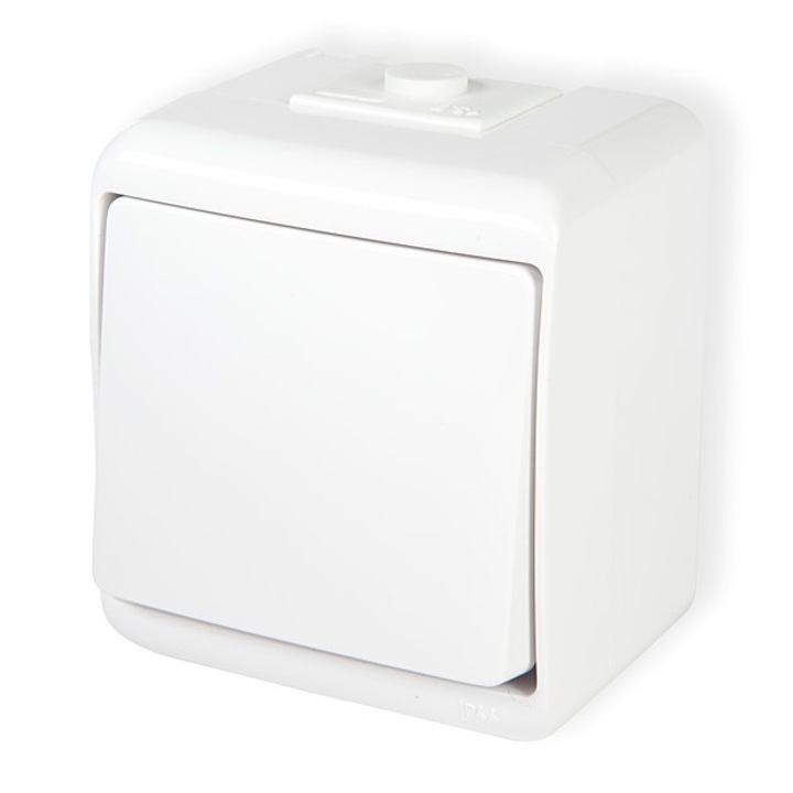 JUNIOR Intrerupator iluminat IP 44, PT, alb, aplicat