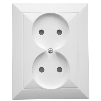 PERLA Priza dubla 16A cu protectie pentru copii, ST, IP 20, alb PERLA Priza dubla 16A cu protectie pentru copii, ST, IP 20, alb