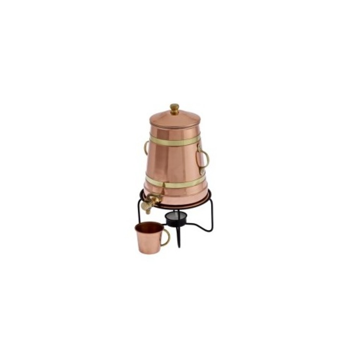 Ibric din Cupru 1,5L CopperSmith cu Capac,Suport,Incalzitor si Cana