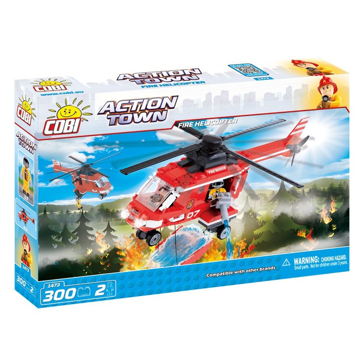 Set de construit Cobi Action Town, Elicopter pompieri