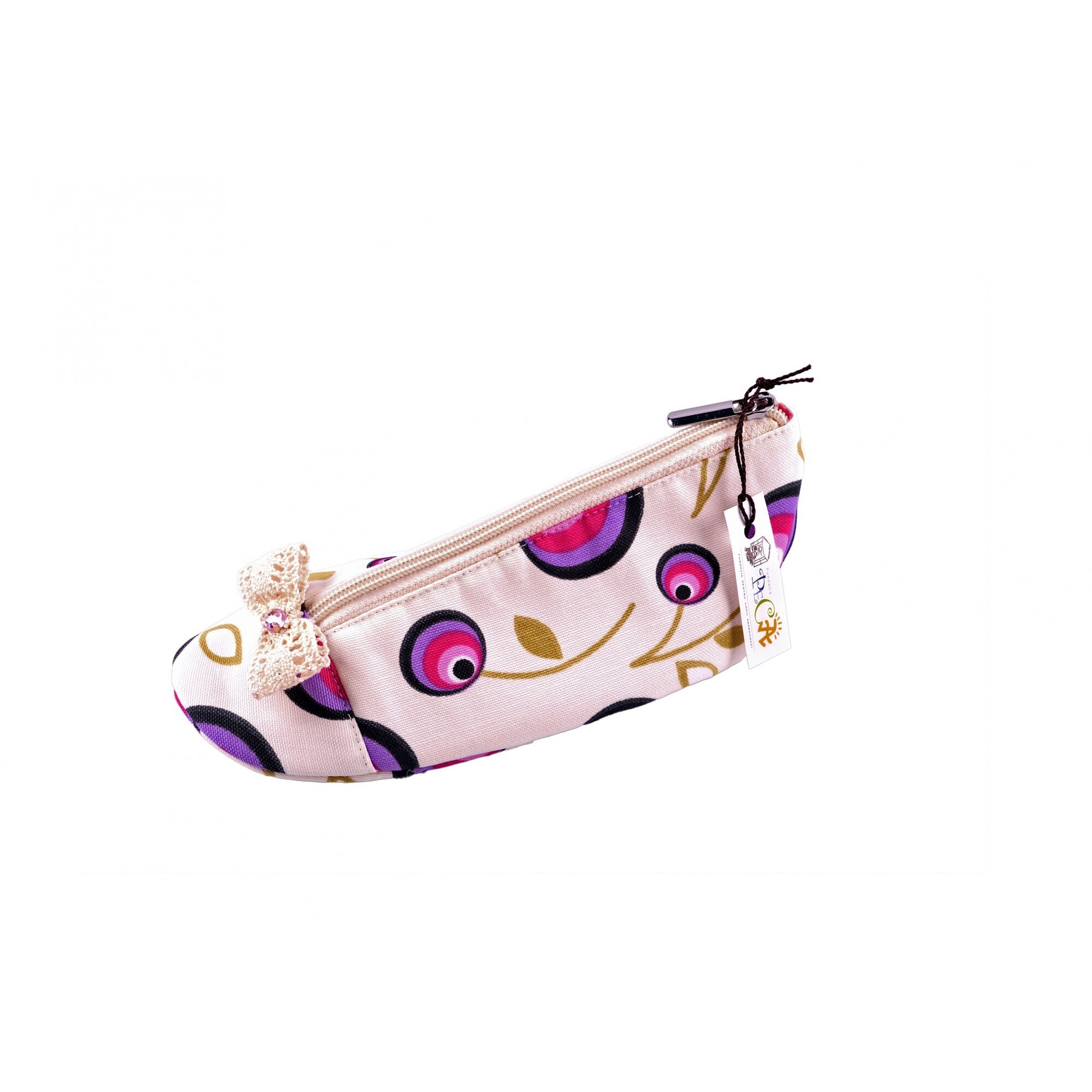 Portfard handmade, Atelier Diversis, Papucel imprimeu mov