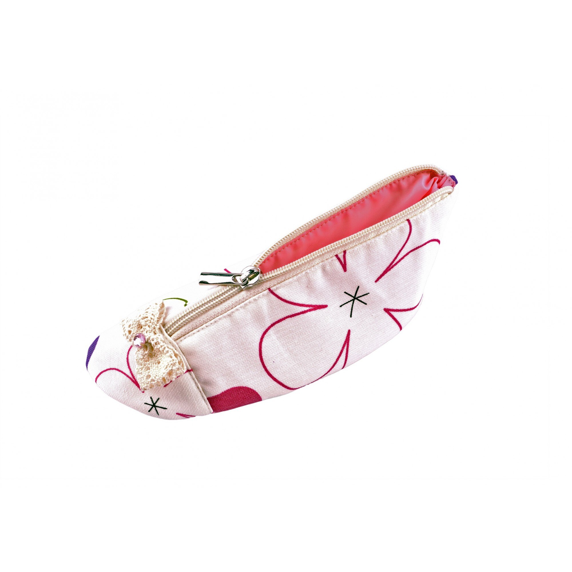 Portfard, Atelier Diversis, Papucel crem imprimeu flori