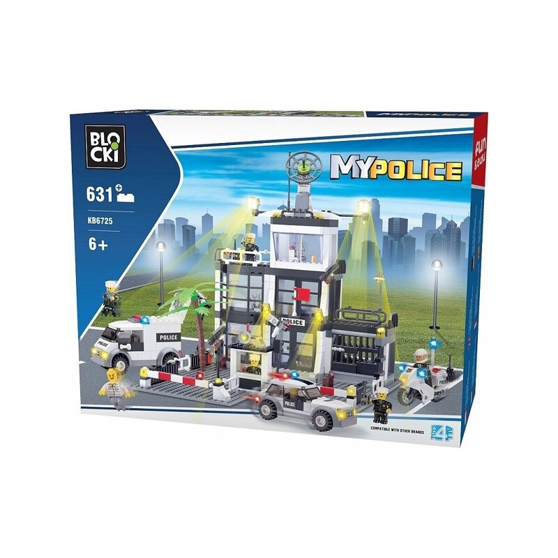 Set de construit Blocki My Police, Statie de Politie mare , 631 piese, Multicolor, 6 ani +