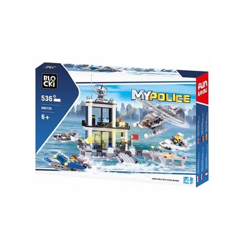 Set de construit Blocki My Police, Statie de politie pe apa , 536 piese, Multicolor, 6 ani + Set de construit Blocki My Police, Statie de politie pe apa , 536 piese, Multicolor, 6 ani +