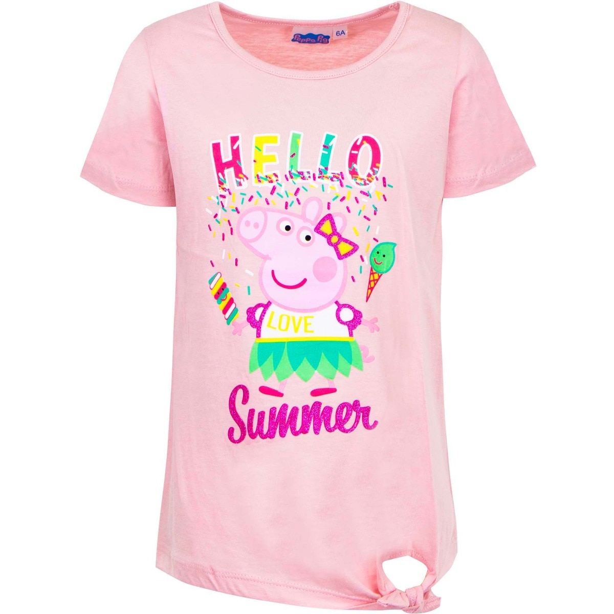 Tricou copii Peppa Pig - Hello Summer, bumbac, Roz