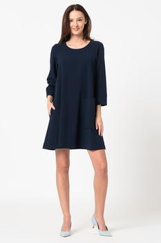 United Colors of Benetton, Rochie evazata cu buzunar maxi, Bleumarin inchis, XS United Colors of Benetton, Rochie evazata cu buzunar maxi, Bleumarin inchis, XS