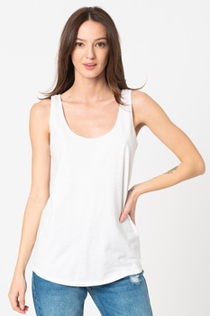 United Colors of Benetton, Top cu decolteu rotund, Alb, M United Colors of Benetton, Top cu decolteu rotund, Alb, M