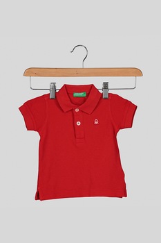 United Colors of Benetton, Tricou polo cu slituri laterale, Rosu/Alb United Colors of Benetton, Tricou polo cu slituri laterale, Rosu/Alb