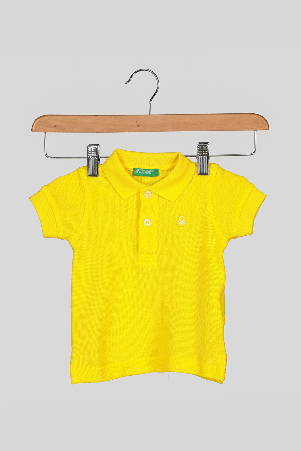 United Colors of Benetton, Tricou polo cu slituri laterale, Galben