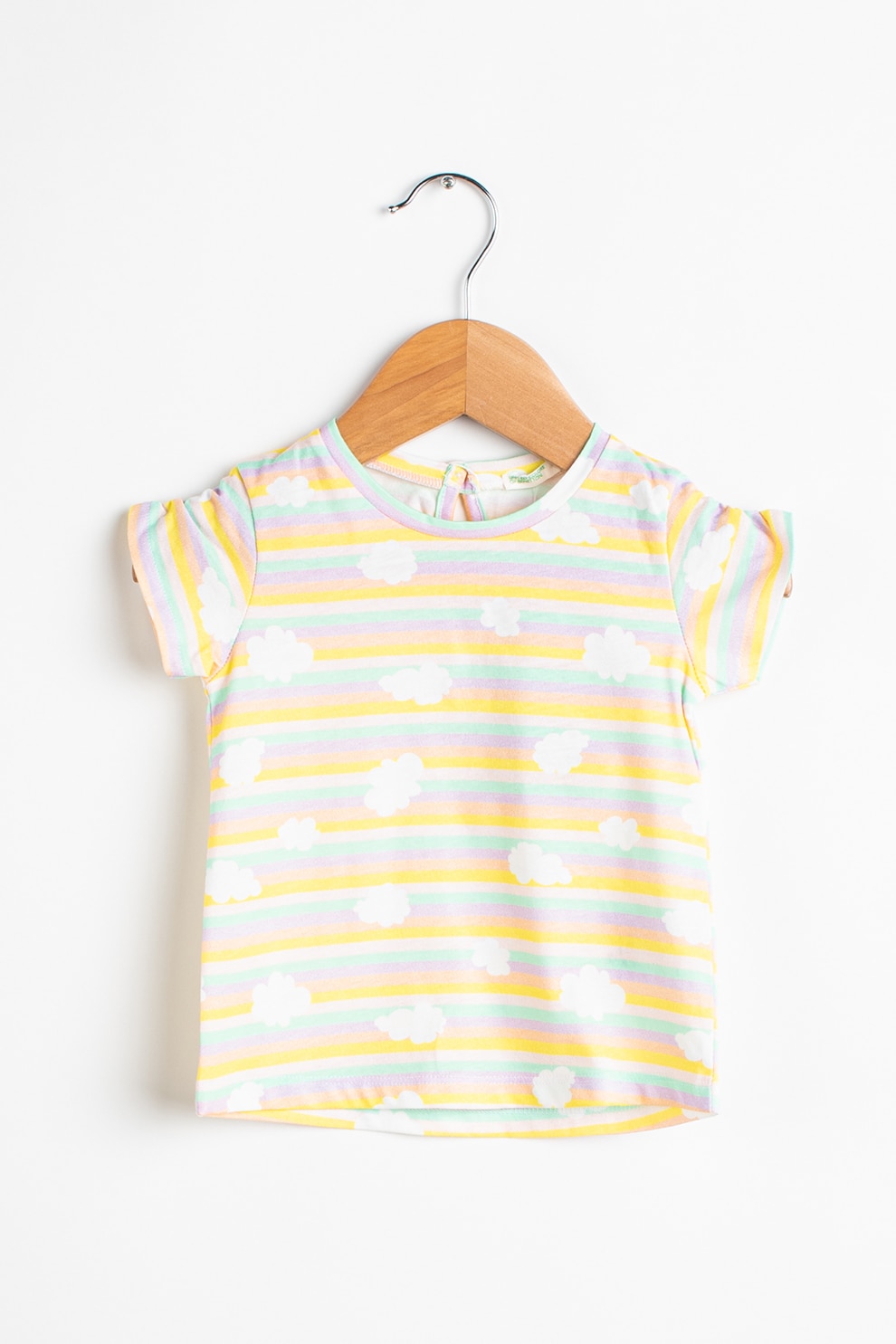 United Colors of Benetton, Tricou cu decolteu la baza gatului si imprimeu, Multicolora
