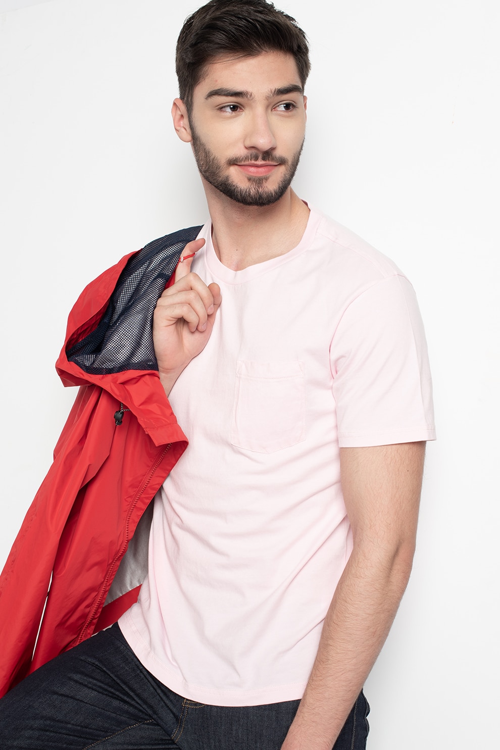 United Colors of Benetton, Tricou cu decolteu la baza gatului si buzunar aplicat pe piept, Roz pastel
