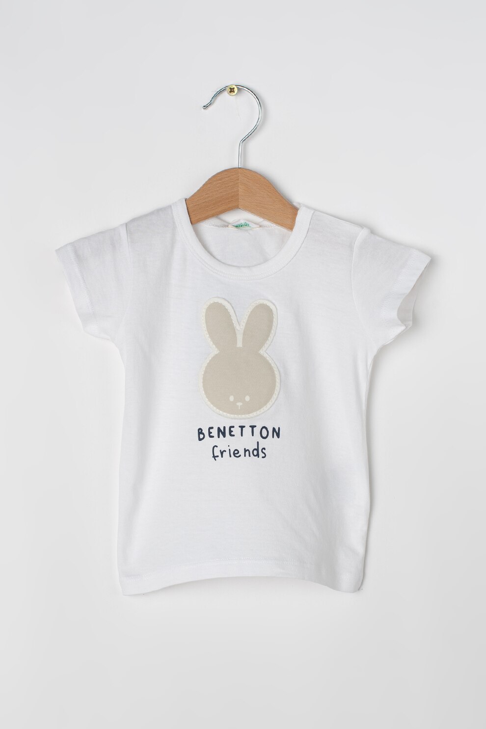 United Colors of Benetton, Tricou din bumbac cu aplicatie grafica, Alb/Gri/Negru