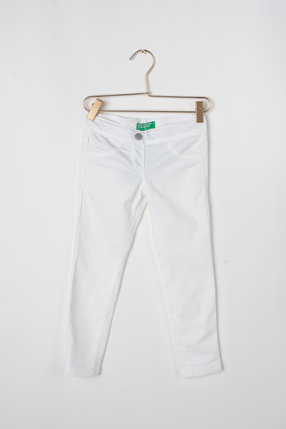 United Colors of Benetton, Blugi elastici cu buzunare false, Alb, 120 CM