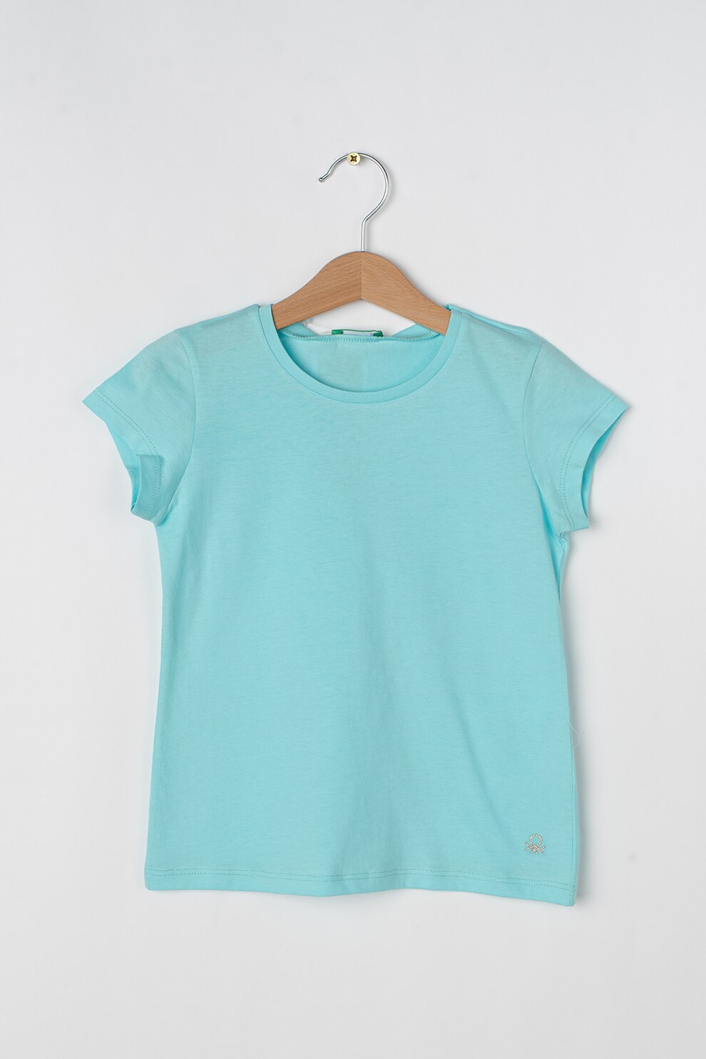United Colors of Benetton, Tricou din bumbac, Albastru aquamarin, 110 CM