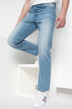 United Colors of Benetton, Blugi conici cu 5 buzunare, Albastru deschis United Colors of Benetton, Blugi conici cu 5 buzunare, Albastru deschis