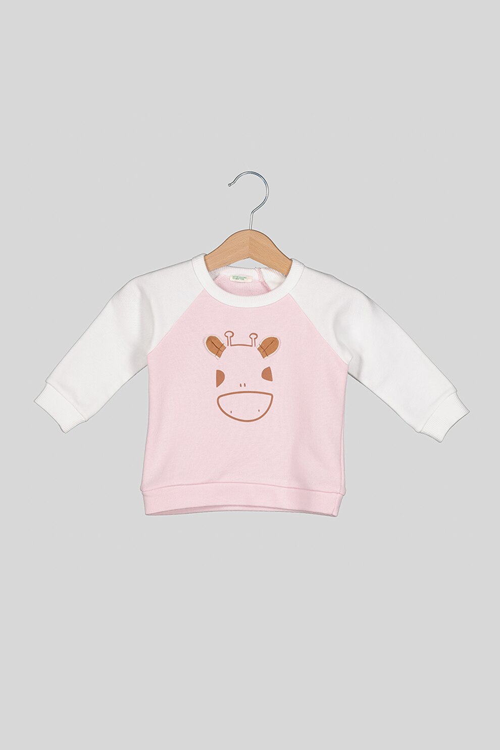 United Colors of Benetton, Bluza sport cu imprimeu grafic, Roz prafuit/Alb