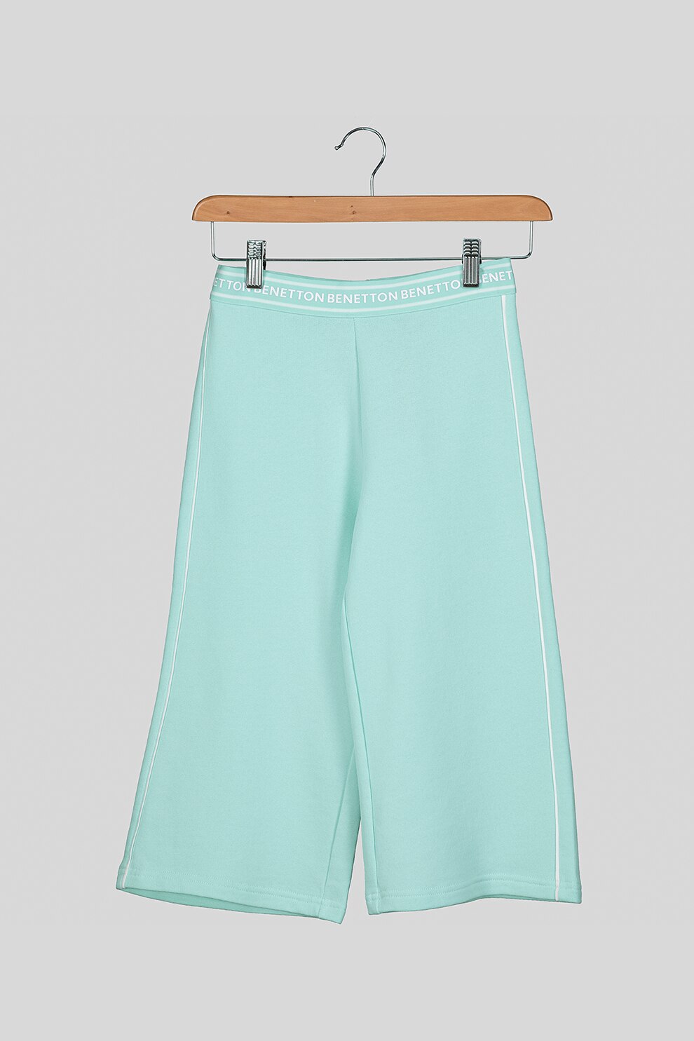 United Colors of Benetton, Pantaloni sport cu croiala ampla, Verde menta/Alb